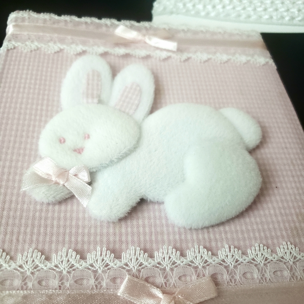 Keepsake Photo Album, baby hats, wash cloths, and burp cloth bundle - Picture 4 of 9